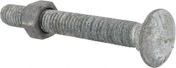 Value Collection - 3/8-16 UNC 3" Length Under Head, Standard Square Neck, Carriage Bolt - Grade 5 Steel, Galvanized Finish - Americas Industrial Supply