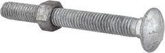 Value Collection - 3/8-16 UNC 3-1/2" Length Under Head, Standard Square Neck, Carriage Bolt - Grade 5 Steel, Galvanized Zinc-Plated Finish - Americas Industrial Supply