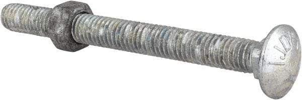 Value Collection - 3/8-16 UNC 4" Length Under Head, Standard Square Neck, Carriage Bolt - Grade 5 Steel, Galvanized Zinc-Plated Finish - Americas Industrial Supply