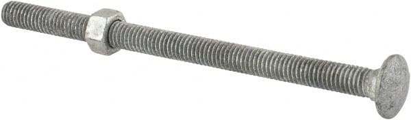 Value Collection - 3/8-16 UNC 6" Length Under Head, Standard Square Neck, Carriage Bolt - Grade 5 Steel, Galvanized Zinc-Plated Finish - Americas Industrial Supply