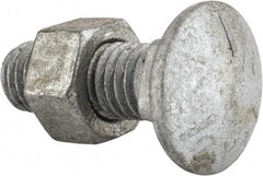 Value Collection - 1/2-13 UNC 1-1/2" Length Under Head, Standard Square Neck, Carriage Bolt - Grade 5 Steel, Galvanized Zinc-Plated Finish - Americas Industrial Supply