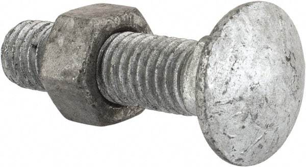 Value Collection - 1/2-13 UNC 2" Length Under Head, Standard Square Neck, Carriage Bolt - Grade 5 Steel, Galvanized Zinc-Plated Finish - Americas Industrial Supply