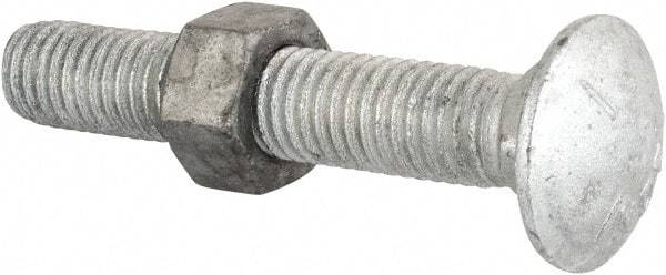 Value Collection - 1/2-13 UNC 3" Length Under Head, Standard Square Neck, Carriage Bolt - Grade 5 Steel, Galvanized Zinc-Plated Finish - Americas Industrial Supply