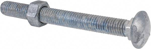 Value Collection - 1/2-13 UNC 5" Length Under Head, Standard Square Neck, Carriage Bolt - Grade 5 Steel, Galvanized Zinc-Plated Finish - Americas Industrial Supply