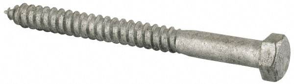 Value Collection - 1/2" Screw, 5-1/2" Length Under Head, Steel, Hex Head Lag Screw - Hot Dipped Galvanized, Grade 2 - Americas Industrial Supply