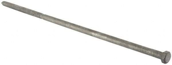 Value Collection - 1/2" Screw, 18" Length Under Head, Steel, Hex Head Lag Screw - Hot Dipped Galvanized, Grade 2 - Americas Industrial Supply