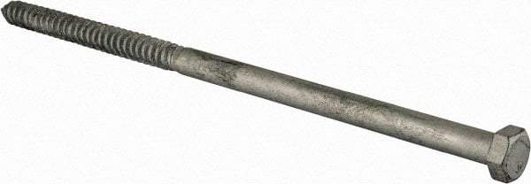 Value Collection - 5/8" Screw, 14" Length Under Head, Steel, Hex Head Lag Screw - Hot Dipped Galvanized, Grade 2 - Americas Industrial Supply