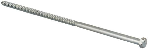 Value Collection - 3/8" Screw, 12" Length Under Head, Steel, Hex Head Lag Screw - Zinc Plated, Grade 2 - Americas Industrial Supply
