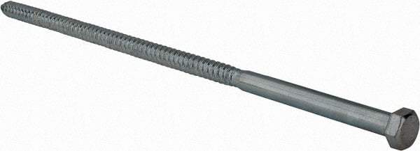 Value Collection - 1/2" Screw, 14" Length Under Head, Steel, Hex Head Lag Screw - Zinc Plated, Grade 2 - Americas Industrial Supply