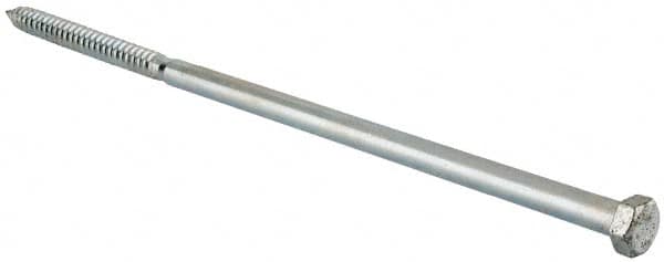 Value Collection - 5/8" Screw, 18" Length Under Head, Steel, Hex Head Lag Screw - Zinc Plated, Grade 2 - Americas Industrial Supply