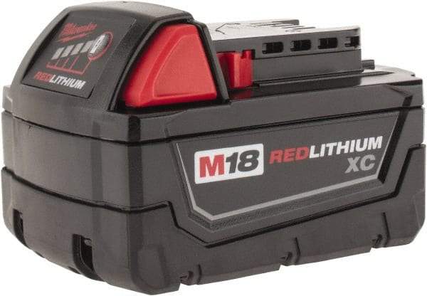 Milwaukee Tool - 18 Volt Lithium-Ion Power Tool Battery - 3 Ahr Capacity, 1 hr Charge Time, Series M18 XC RED - Americas Industrial Supply