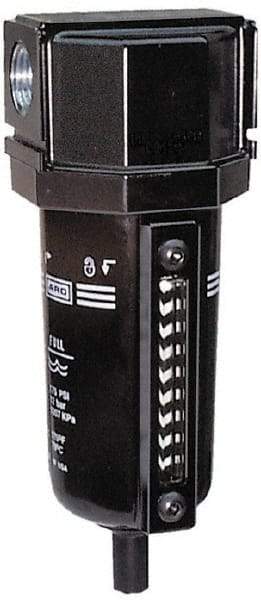 ARO/Ingersoll-Rand - 1/2" Port Coalescing Filter - Metal Bowl, Manual Drain, 250 Max psi, 0.3 Micron Rating, 2.756" Long x 2.874" Wide x 7.717" High - Americas Industrial Supply