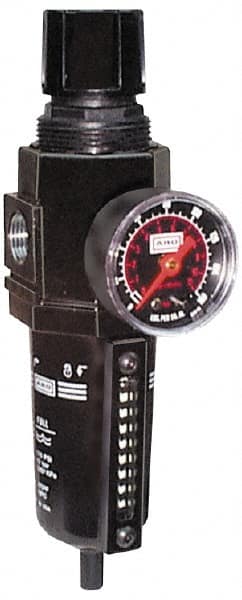 ARO/Ingersoll-Rand - 1/2" NPT Port Standard 1 Piece Filter/Regulator FRL Unit - Metal Bowl, 172 SCFM, 250 Max psi, 1039" High x 2.756" Long, Manual Drain - Americas Industrial Supply