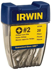 Irwin - #2, Insert Phillips Screwdriver Bit - 1/4" Drive, 1" OAL - Americas Industrial Supply