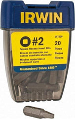 Irwin - 1/4" Drive, #2 Square Recess Screwdriver Bit - 1" OAL - Americas Industrial Supply