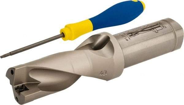 Iscar - 2-1/2" Max Drill Depth, 2xD, 1-1/4" Diam, Indexable Insert Drill - 2 Inserts, 1-1/4" Shank Diam, Straight Shank - Americas Industrial Supply