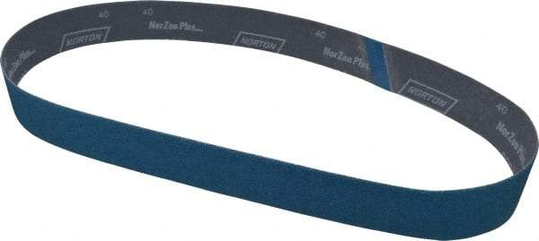 Norton - 2" Wide x 48" OAL, 40 Grit, Zirconia Alumina Abrasive Belt - Zirconia Alumina, Coarse, Coated, Y Weighted Cloth Backing, Dry, Series R821 - Americas Industrial Supply