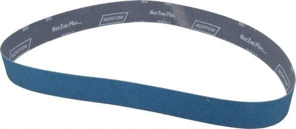 Norton - 2" Wide x 48" OAL, 60 Grit, Zirconia Alumina Abrasive Belt - Zirconia Alumina, Medium, Coated, Y Weighted Cloth Backing, Dry, Series R821 - Americas Industrial Supply