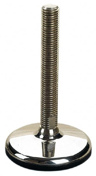 Sunnex - 3/4-10 Bolt Thread, 1.22" High Overall Hygienic Design Stud Mount Leveling Pad & Mount - 2,200 Max Lb Capacity, 3.15" Base Diam, 6" Thread Length - Americas Industrial Supply