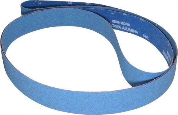 Norton - 2" Wide x 132" OAL, 60 Grit, Zirconia Alumina Abrasive Belt - Zirconia Alumina, Medium, Coated, Y Weighted Cloth Backing, Series R884P - Americas Industrial Supply