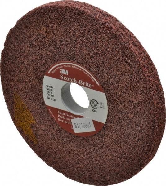 3M - 6" Diam, 1/2" Face Width, 1" Center Hole, Medium Grade, Aluminum Oxide Deburring Wheel - Convolute, Medium Density 5 Grade, 6,000 RPM - Americas Industrial Supply