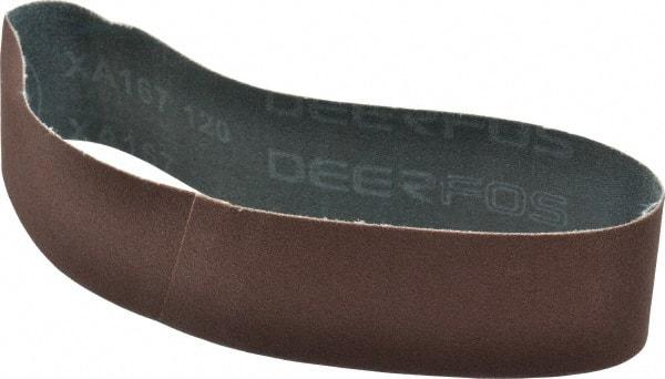 Made in USA - 2" Wide x 18-15/16" OAL, 120 Grit, Aluminum Oxide Abrasive Belt - Aluminum Oxide, Fine, Coated - Americas Industrial Supply