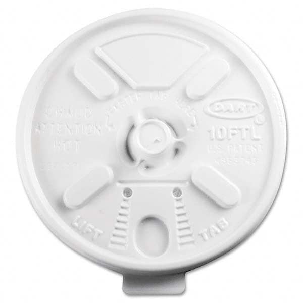 DART - Lift N' Lock Plastic Hot Cup Lids, Fits 10 oz Cups, White, 1000/Carton - Americas Industrial Supply