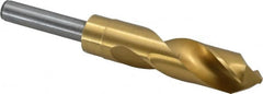 Chicago-Latrobe - 15/16" Drill, 118° Point, Cobalt Silver Deming & Reduced Shank Drill Bit - TiN Finish, 6" OAL, Straight Shank, 3-1/8" Flute Length, Right Hand Cut, Split Point, Spiral Flute, Regular Spiral - Americas Industrial Supply