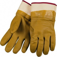 MCR Safety - Size L (9), 11-1/2" Long, 118 mil Thick, Supported, PVC Chemical Resistant Gloves - Rough Finish, Foam Lined, Natural - Americas Industrial Supply