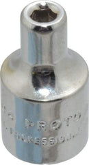 Proto - 1/8", 1/4" Drive, Standard Hand Socket - 6 Points, 7/8" OAL, Chrome Finish - Americas Industrial Supply