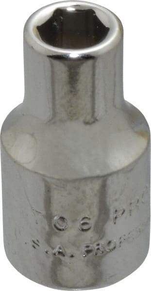 Proto - 3/16", 1/4" Drive, Standard Hand Socket - 6 Points, 7/8" OAL, Chrome Finish - Americas Industrial Supply