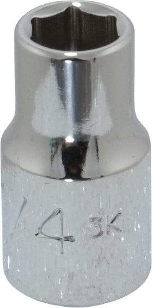 Proto - 1/4", 1/4" Drive, Standard Hand Socket - 6 Points, 7/8" OAL, Chrome Finish - Americas Industrial Supply