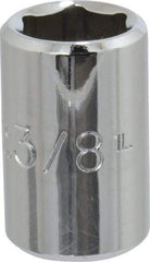 Proto - 3/8", 1/4" Drive, Standard Hand Socket - 6 Points, 7/8" OAL, Chrome Finish - Americas Industrial Supply