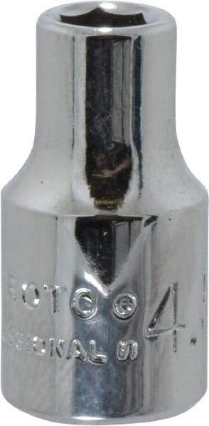 Proto - 1/4" Drive, Standard Hand Socket - 6 Points, 7/8" OAL, Chrome Finish - Americas Industrial Supply