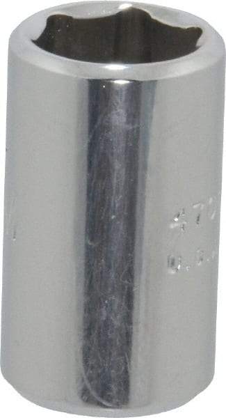 Proto - 1/4" Drive, Standard Hand Socket - 6 Points, 7/8" OAL, Chrome Finish - Americas Industrial Supply