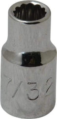 Proto - 7/32", 1/4" Drive, Standard Hand Socket - 12 Points, 7/8" OAL, Chrome Finish - Americas Industrial Supply