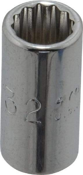 Proto - 9/32", 1/4" Drive, Standard Hand Socket - 12 Points, 7/8" OAL, Chrome Finish - Americas Industrial Supply