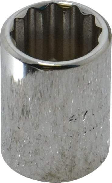 Proto - 7/16", 1/4" Drive, Standard Hand Socket - 12 Points, 7/8" OAL, Chrome Finish - Americas Industrial Supply