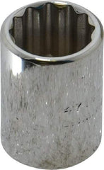 Proto - 7/16", 1/4" Drive, Standard Hand Socket - 12 Points, 7/8" OAL, Chrome Finish - Americas Industrial Supply