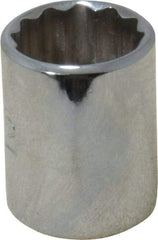 Proto - 1/2", 1/4" Drive, Standard Hand Socket - 12 Points, 7/8" OAL, Chrome Finish - Americas Industrial Supply