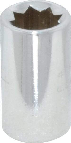 Proto - 1/4", 1/4" Drive, Standard Hand Socket - 8 Points, 7/8" OAL, Chrome Finish - Americas Industrial Supply