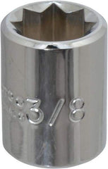 Proto - 3/8", 1/4" Drive, Standard Hand Socket - 8 Points, 7/8" OAL, Chrome Finish - Americas Industrial Supply