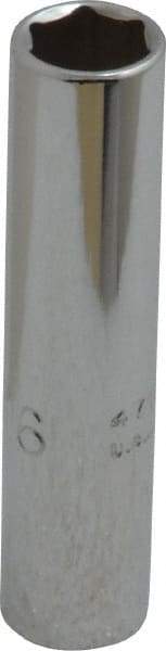 Proto - 5/16", 1/4" Drive, Deep Hand Socket - 6 Points, 2" OAL, Chrome Vanadium, Chrome Finish - Americas Industrial Supply