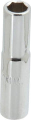 Proto - 1/4" Drive, Deep Hand Socket - 6 Points, 1-15/16" OAL, Chrome Finish - Americas Industrial Supply