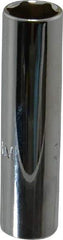 Proto - 1/4" Drive, Deep Hand Socket - 6 Points, 1-15/16" OAL, Chrome Finish - Americas Industrial Supply