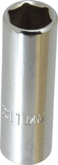 Proto - 1/4" Drive, Deep Hand Socket - 6 Points, 1-15/16" OAL, Chrome Finish - Americas Industrial Supply