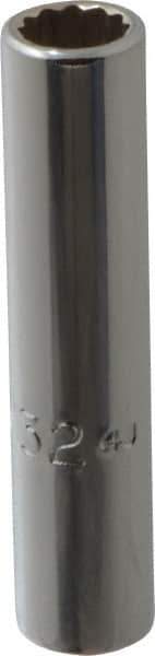 Proto - 9/32", 1/4" Drive, Deep Hand Socket - 12 Points, 2" OAL, Chrome Finish - Americas Industrial Supply