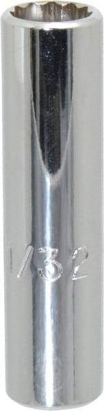 Proto - 11/32", 1/4" Drive, Deep Hand Socket - 12 Points, 2" OAL, Chrome Finish - Americas Industrial Supply