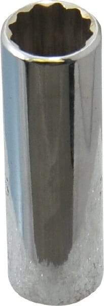 Proto - 7/16", 1/4" Drive, Deep Hand Socket - 12 Points, 2" OAL, Chrome Finish - Americas Industrial Supply