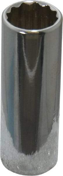 Proto - 1/2", 1/4" Drive, Deep Hand Socket - 12 Points, 2" OAL, Chrome Finish - Americas Industrial Supply